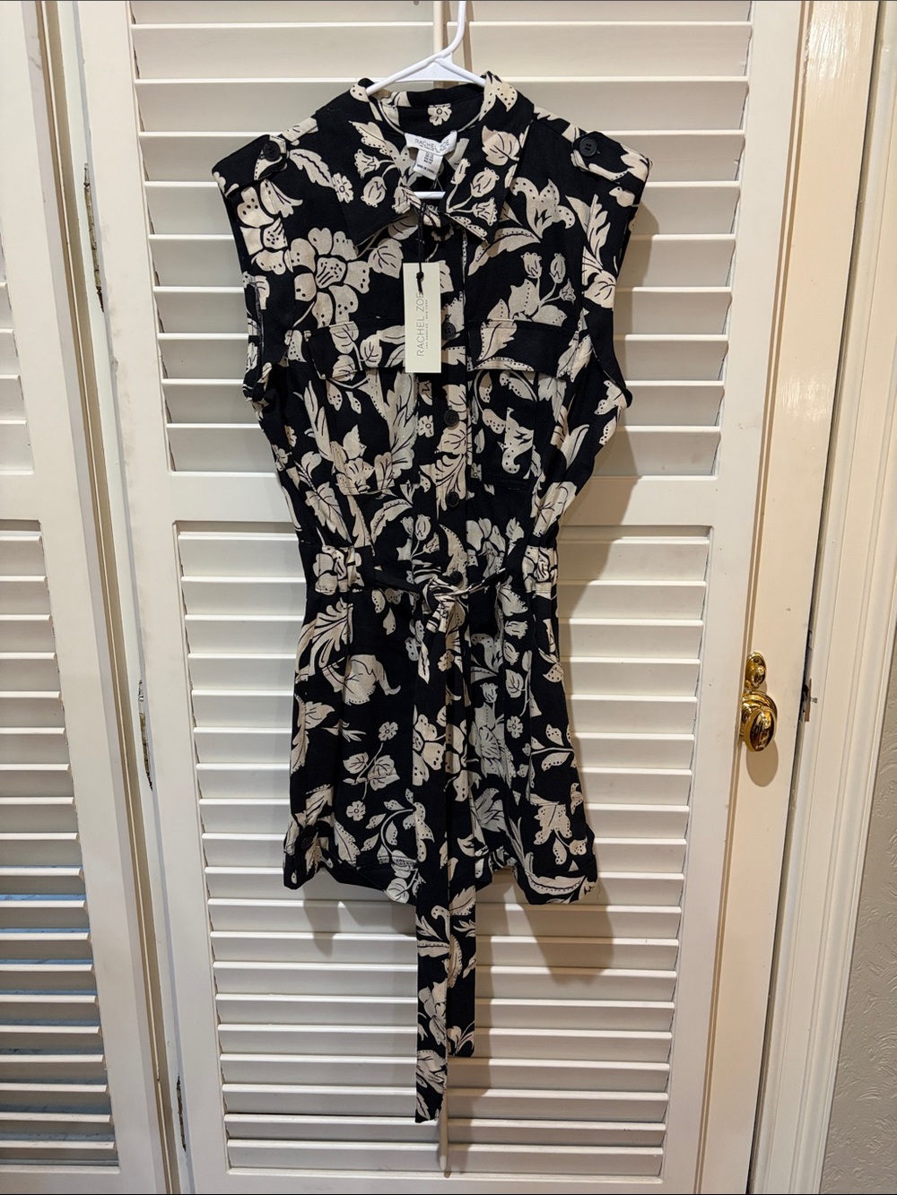Rachel Zoe Black and Cream Floral Romper. Size 10.  NWT